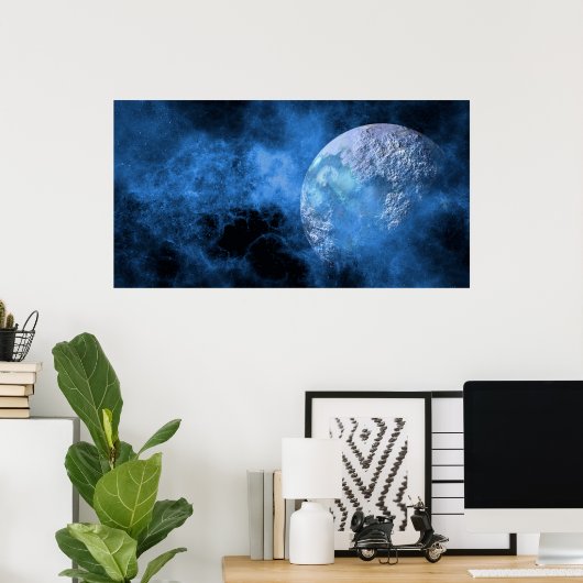 Dark Space Moon Planet Poster (Thuiskantoor)