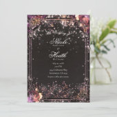 Dark Sparkle Glitter Glam Lights Floral Wedding Kaart (Staand voorkant)