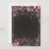 Dark Sparkle Glitter Glam Lights Floral Wedding Kaart (Achterkant)