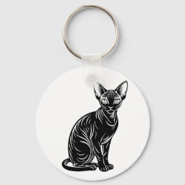 Dark Sphynx Cat Art – Mysterious Minimal Design Sleutelhanger