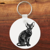 Dark Sphynx Cat Art – Mysterious Minimal Design Sleutelhanger (Voorkant)