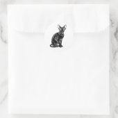 Dark Sphynx Cat – Mysterious Minimal Art Ronde Sticker (Tas)