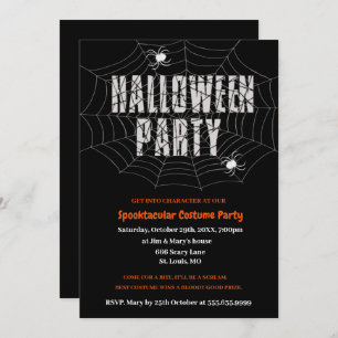 Dark Spiderweb Halloween Party Invitation Kaart