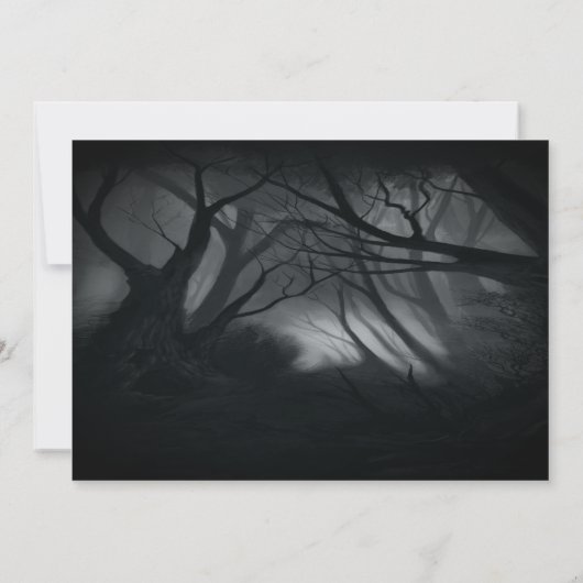 Dark Spooky Forest Invitation Kaart (Achterkant)