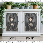 Dark Steampunk Lady Ringmaster DN7R Decoupage Tissuepapier