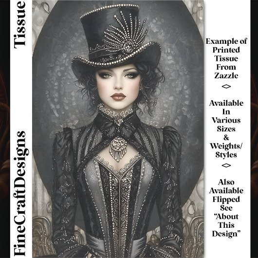 Dark Steampunk Lady Ringmaster DN7R Decoupage Tissuepapier