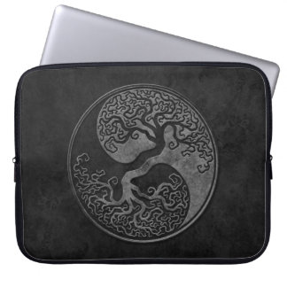 Dark Stone Yin Yang Trees Laptop Sleeve
