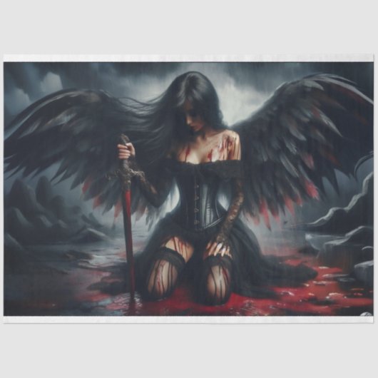 Dark Storm Angel Tissue Paper Tissuepapier (Voorkant)