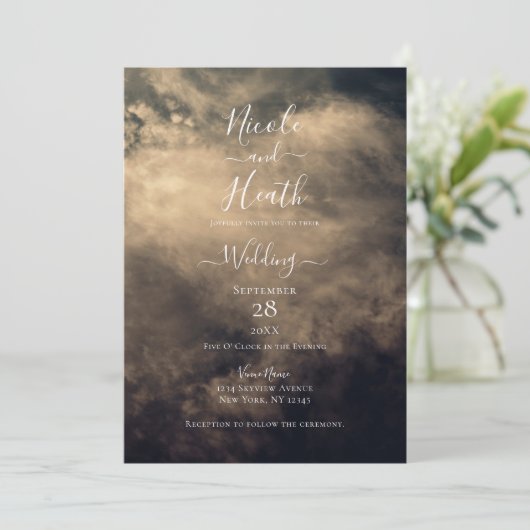 Dark Stormy Sky Wedding Kaart (Staand voorkant)