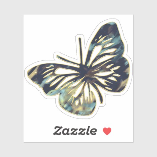 Dark Strokes Butterfly Gold Trim Artsy Abstract Sticker (Vel)