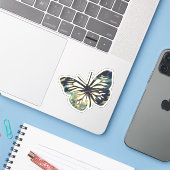 Dark Strokes Butterfly Gold Trim Artsy Abstract Sticker (Laptop met iPhone)