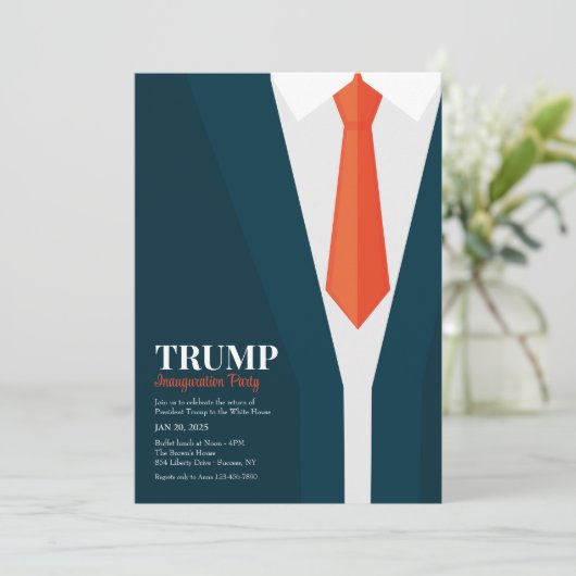 Dark Suit Red Stropdas Inauguration Party Kaart (Staand voorkant)