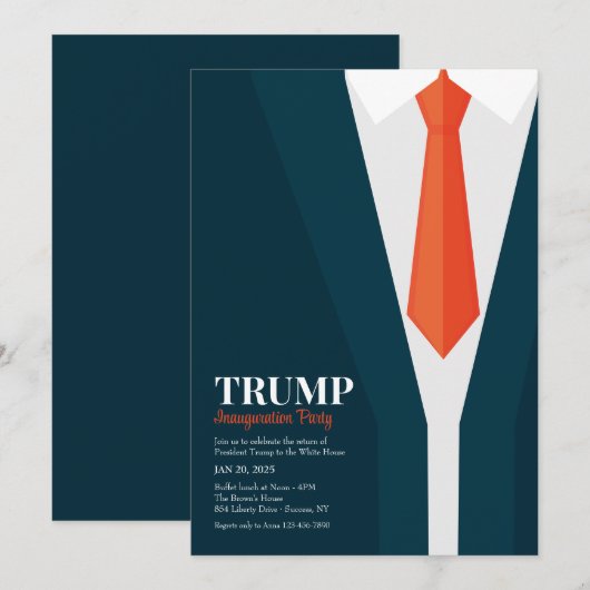 Dark Suit Red Stropdas Inauguration Party Kaart (Voorkant / Achterkant)