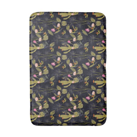 Dark Summer Night Cactus Pattern Badmat (Voorkant Verticaal)