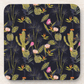 Dark Summer Night Cactus Pattern Bier Onderzetter (Voorkant)