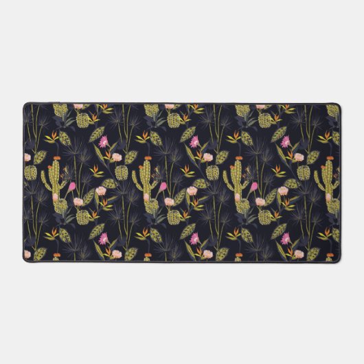 Dark Summer Night Cactus Pattern Bureaumat (Voorkant)