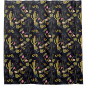 Dark Summer Night Cactus Pattern Douchegordijn (Voorkant)