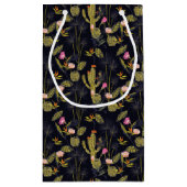 Dark Summer Night Cactus Pattern Klein Cadeauzakje (Achterkant)
