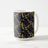 Dark Summer Night Cactus Pattern Koffiemok (Voorkant rechts)