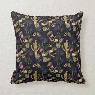 Dark Summer Night Cactus Pattern Kussen