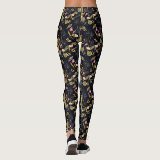 Dark Summer Night Cactus Pattern Leggings (Achterkant)