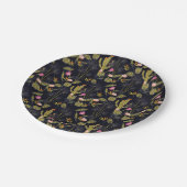 Dark Summer Night Cactus Pattern Papieren Bordje (Gekanteld)