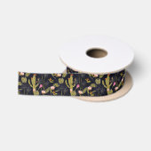 Dark Summer Night Cactus Pattern Satijnen Lint (Spoel)