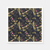 Dark Summer Night Cactus Pattern Servet (Voorkant)