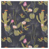 Dark Summer Night Cactus Pattern Stof (Close Up)
