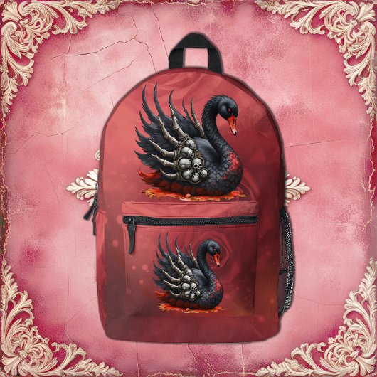 Dark Swan of Bones – Gothic Elegance  Bedrukte Rugzak