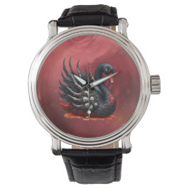 Dark Swan of Bones – Gothic Elegance  Horloge