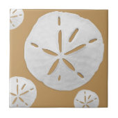 Dark Tan & White Tropical Beach Sand Dollar Tegeltje (Voorkant)