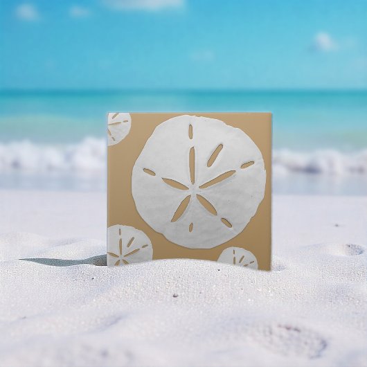 Dark Tan & White Tropical Beach Sand Dollar Tegeltje