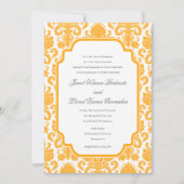 Dark Tangerine Weddings Damask Pattern Custom Invi Kaart (Voorkant)