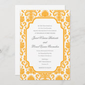 Dark Tangerine Weddings Damask Pattern Custom Invi Kaart (Voorkant / Achterkant)