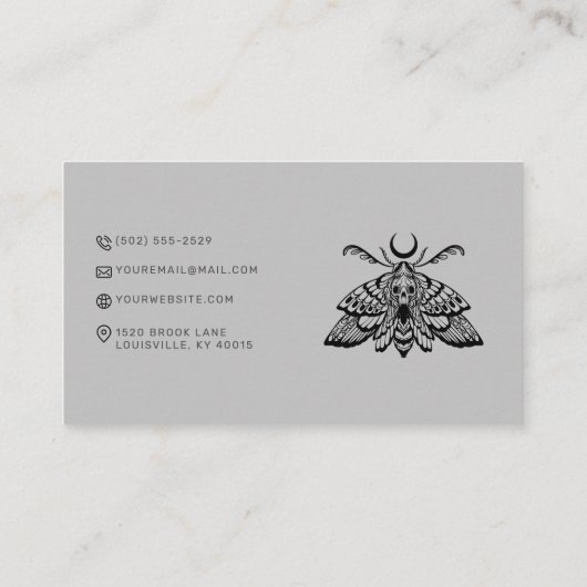 Dark Tattoo Salon Death moth Visitekaartje (Achterkant)