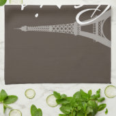 Dark Taupe, Brown Damask; Parijs Theedoek (Gevouwen)