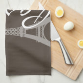 Dark Taupe, Brown Damask; Parijs Theedoek (Quarter Fold)