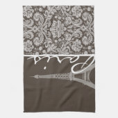 Dark Taupe, Brown Damask; Parijs Theedoek (Verticaal)
