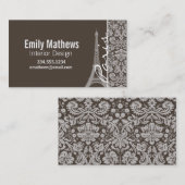 Dark Taupe, Brown Damask; Parijs Visitekaartje (Voorkant / Achterkant)