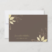 Dark Taupe & Gold Peony Floral Wedding RSVP-kaart RSVP Kaartje (Achterkant)