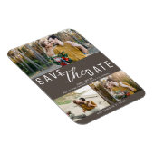 Dark Taupe Save the Date Wedding 3 Foto's Magneet (Rechterzijde)