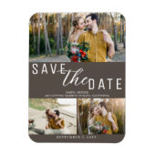 Dark Taupe Save the Date Wedding 3 Foto's Magneet (Verticaal)