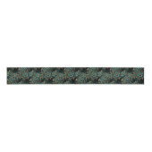 Dark Teal and Antique Gold Luxury Floral Grosgrain Lint (Voorkant)