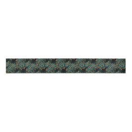 Dark Teal and Antique Gold Luxury Floral Grosgrain Lint