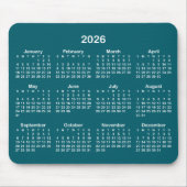 Dark Teal and White 2026 Calendar Muismat (Voorkant)