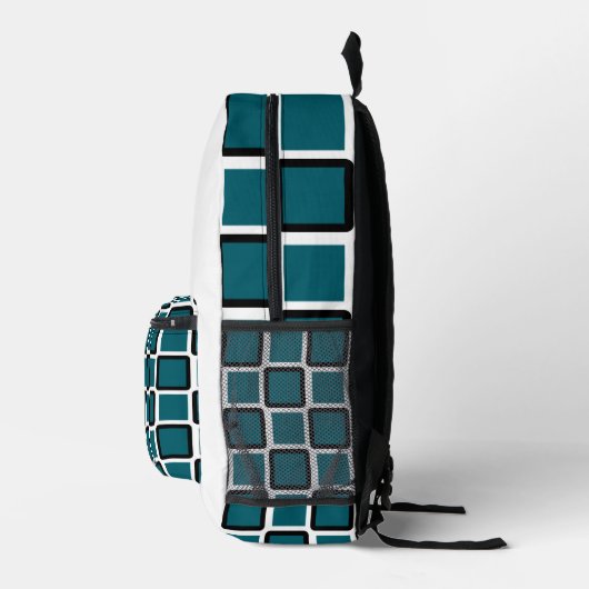 Dark Teal & Black Modern Geometric Backpack Bedrukte Rugzak (Rechts)