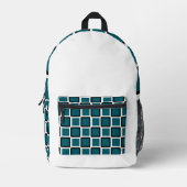 Dark Teal & Black Modern Geometric Backpack Bedrukte Rugzak (Voorkant)