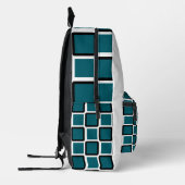 Dark Teal & Black Modern Geometric Backpack Bedrukte Rugzak (Links)