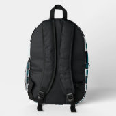 Dark Teal & Black Modern Geometric Backpack Bedrukte Rugzak (Achterkant)